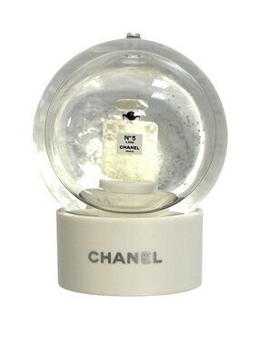Chanel Perfume No 5 White Snow Globe Tree Ornament